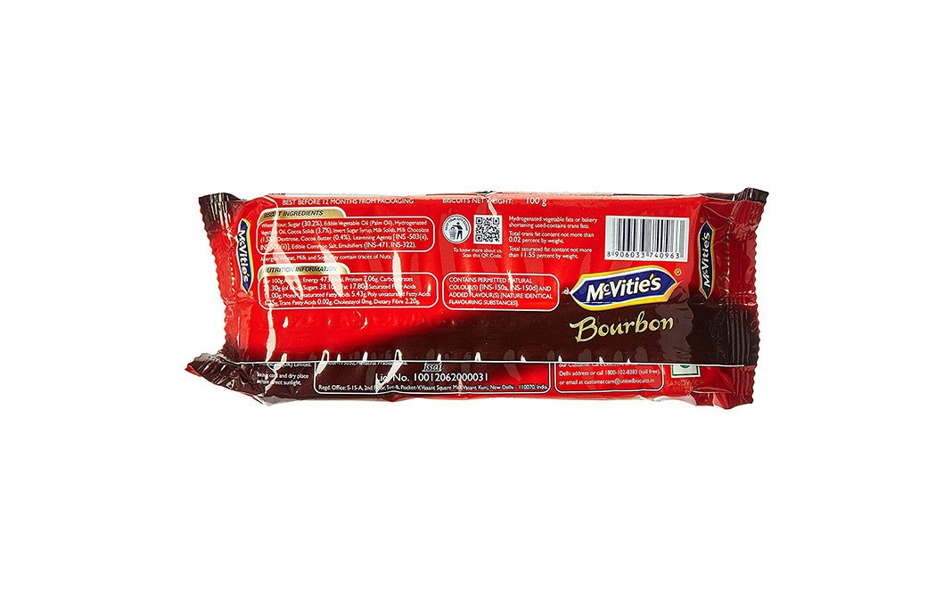 Mc-Vities Bourbon Real Chocolate Indulgence Biscuits   Pack  100 grams